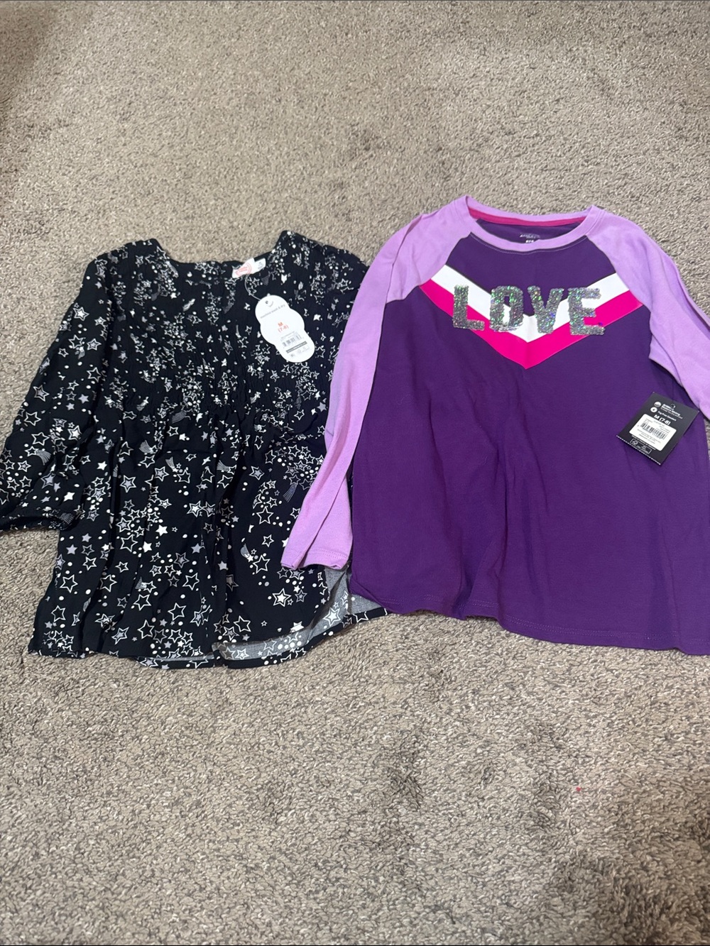 NWT Wonder Nation black star top & Athletic Works 'LOVE' Long Sleeve Top